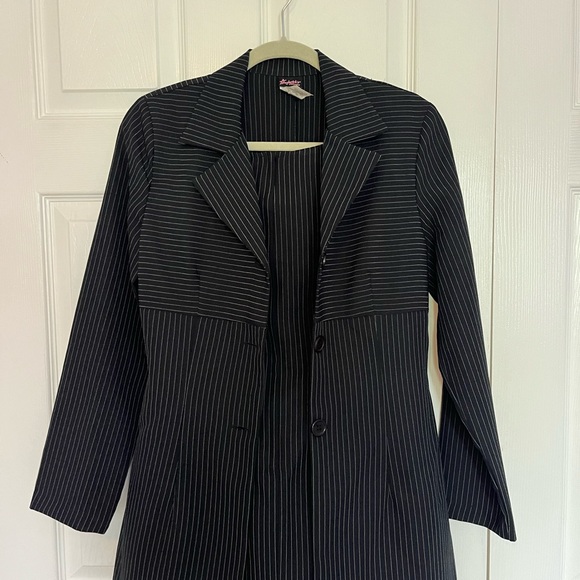 Frederick's of Hollywood Black Pinstripe dress and jacket - Picture 1 of 4